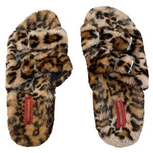 Unionbay Leopard Fuzzy Slippers